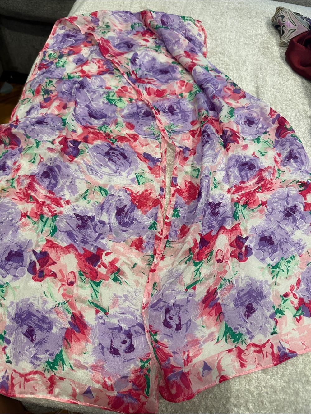 Echo Pink Scarf with Purple, Green & Red Floral Brushstrokes